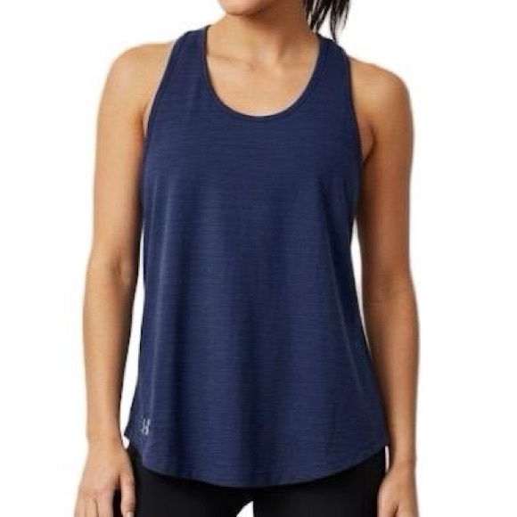 Under Armour HEATGEAR Loose Fit Racerback Tank Top Navy Blue Workout Gym size S - Picture 1 of 13